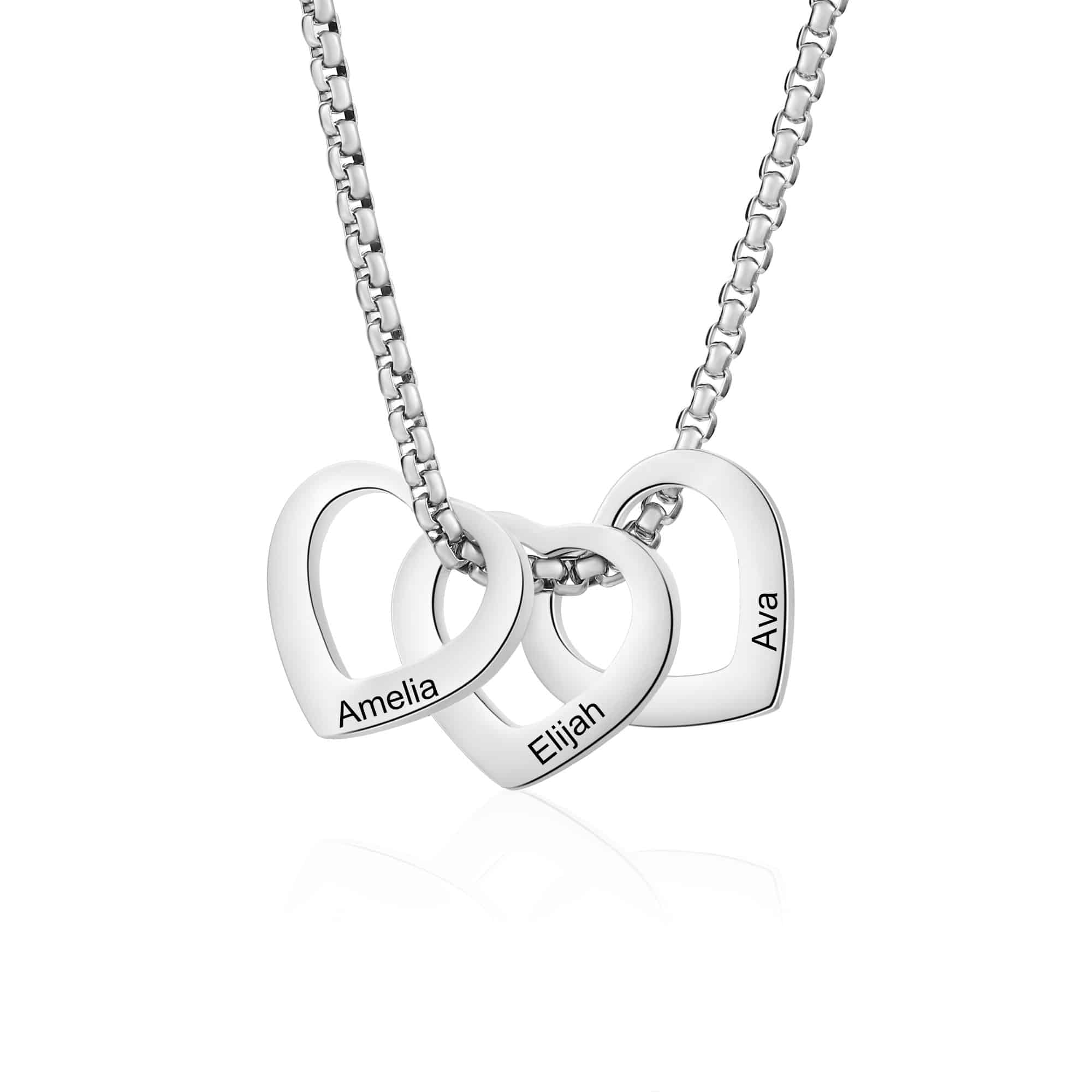 Mother Heart Charm Necklace Personalized Kids Names Birthstones